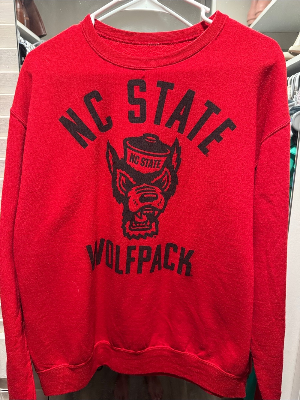 Amazon Red NC State Wolfpack Graphic Crewneck Sweatshirt